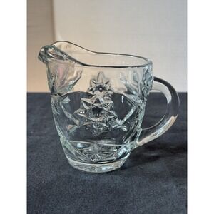 Vintage Anchor Hocking EAPC Presscut Clear Glass Star of David Cream Pitcher
